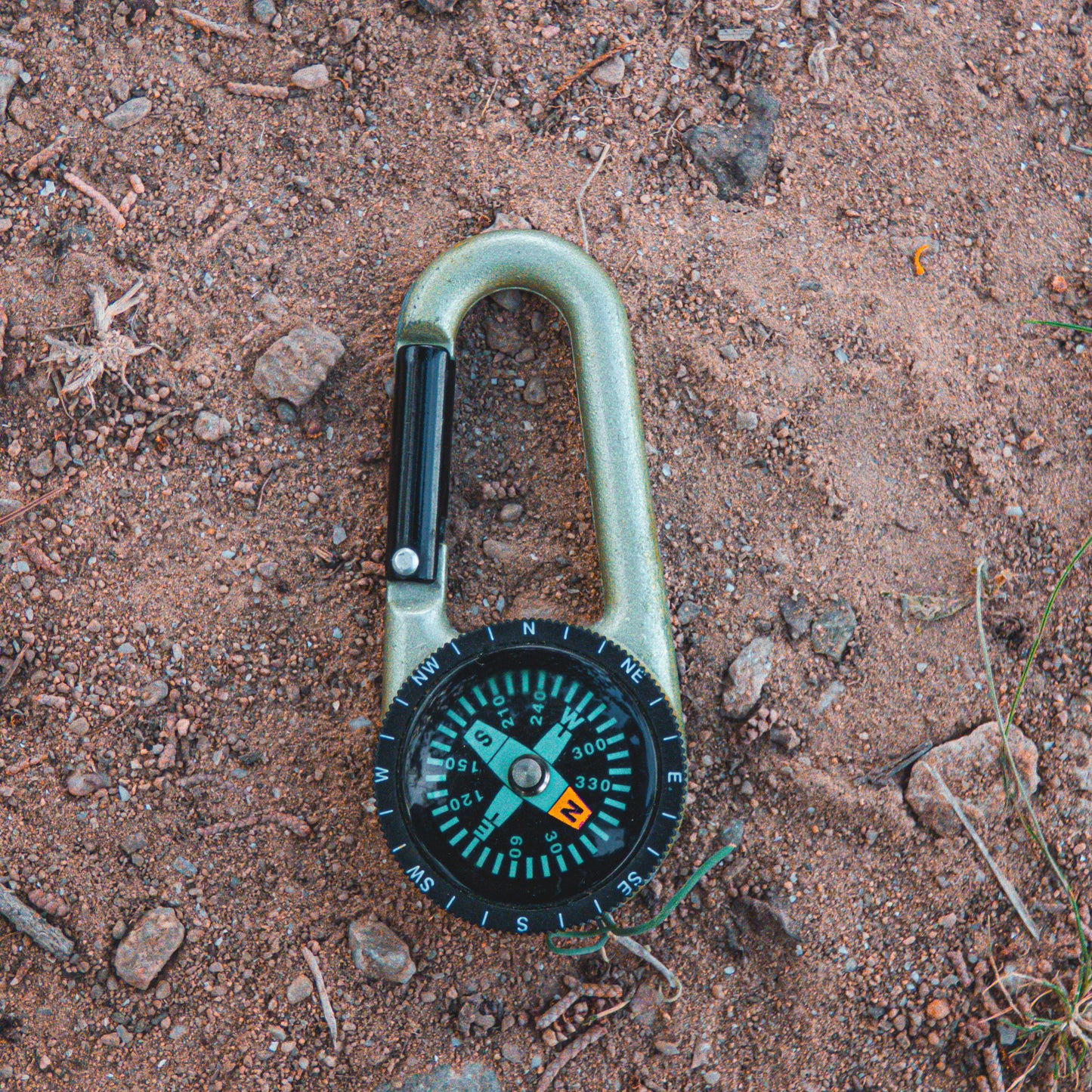 Outdoor Survival Lightweight Compass and Carabiner - Light Gold Available at 2Fast2See.co