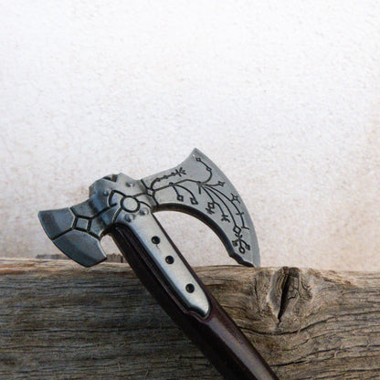 God of War Leviathan Silver Axe Keychain with Clasp