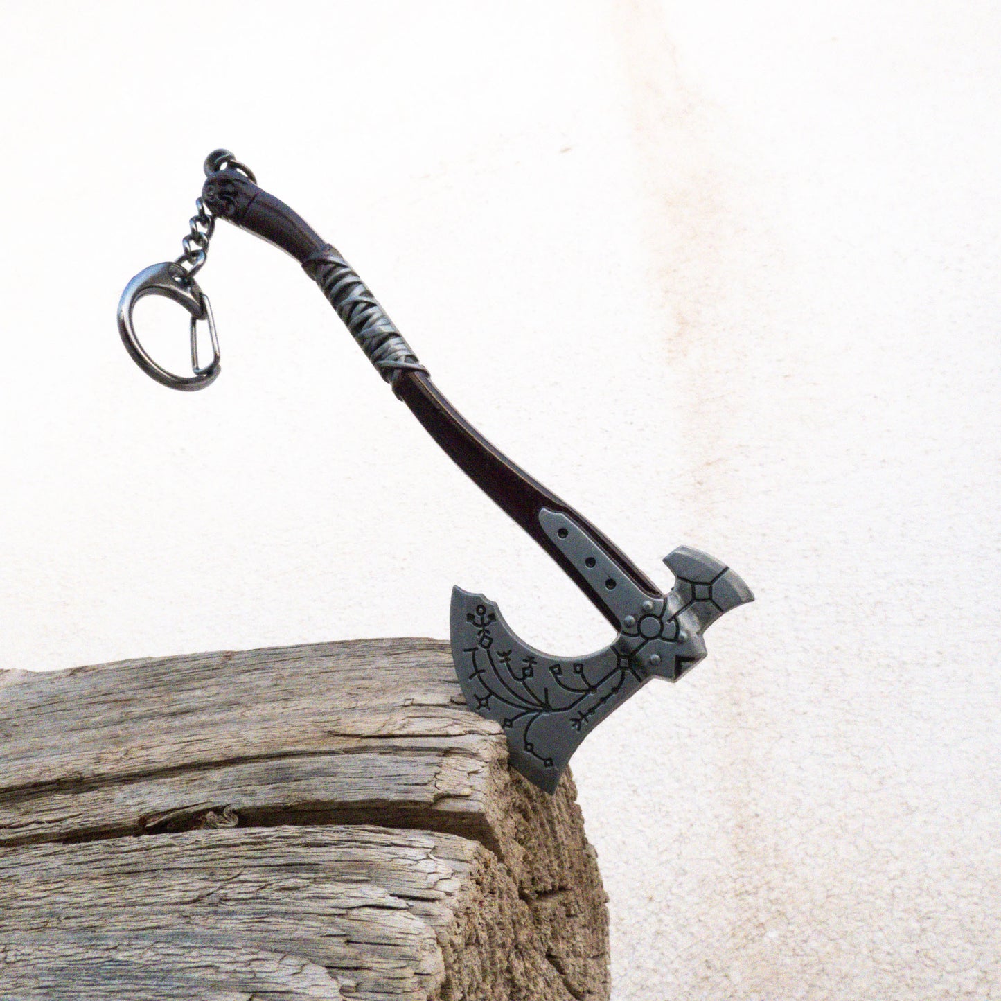 God of War Leviathan Silver Axe Keychain with Clasp