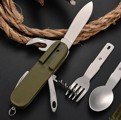 Stainless Steel Outdoor Eating Multitool - Travel Kit - Available at 2Fast2See.co