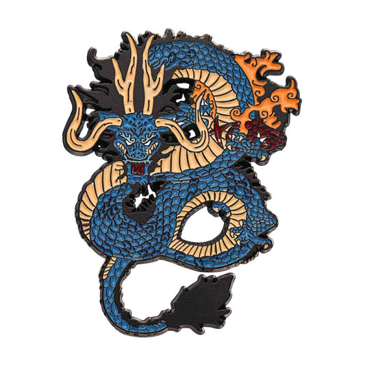 Blue Fighting Dragon Enamel Pin - Available at 2Fast2See.co
