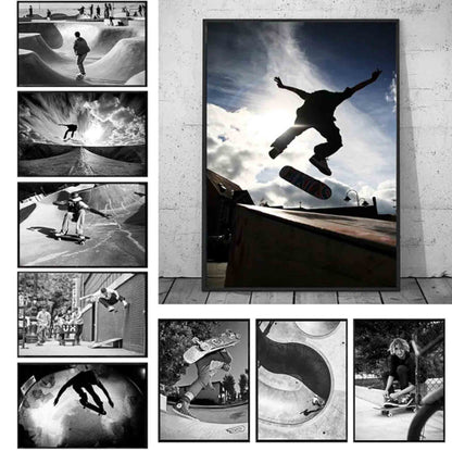 Skateboard Cinematic Posters Black & White Prints - Available at 2Fast2See.co