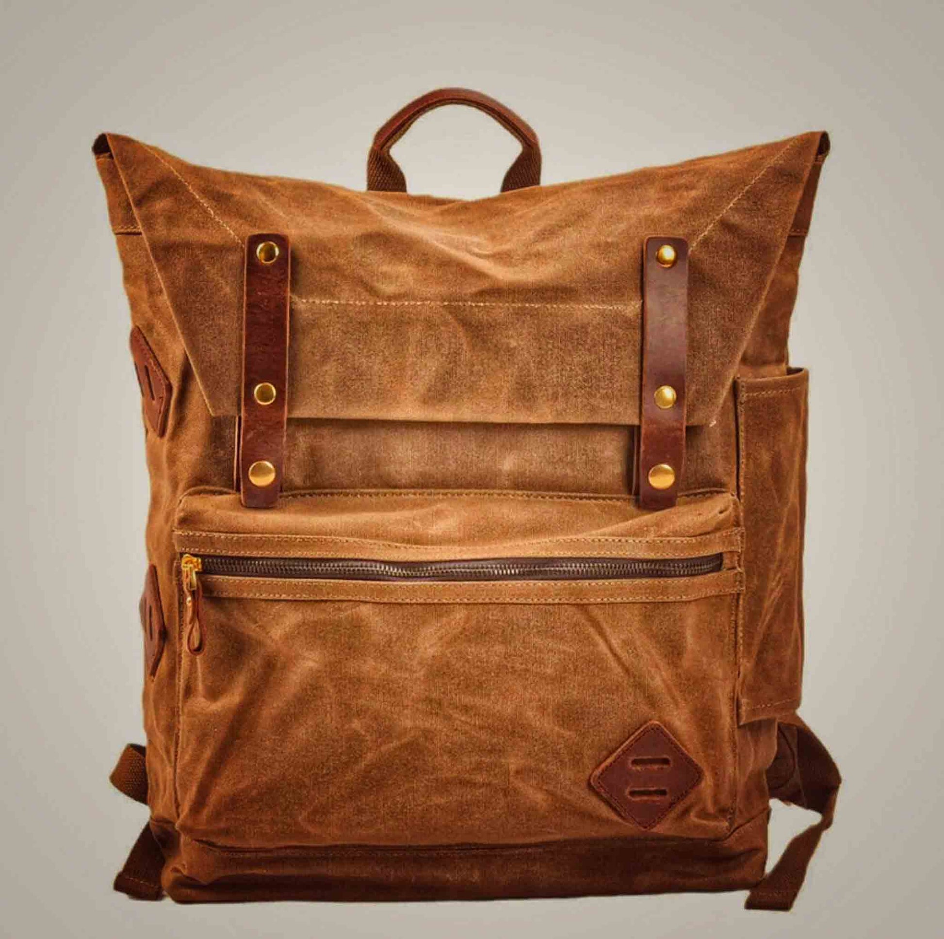 Classic Vintage Canvas Backpack for Hiking & Camping - Khaki Available at 2Fast2See.co