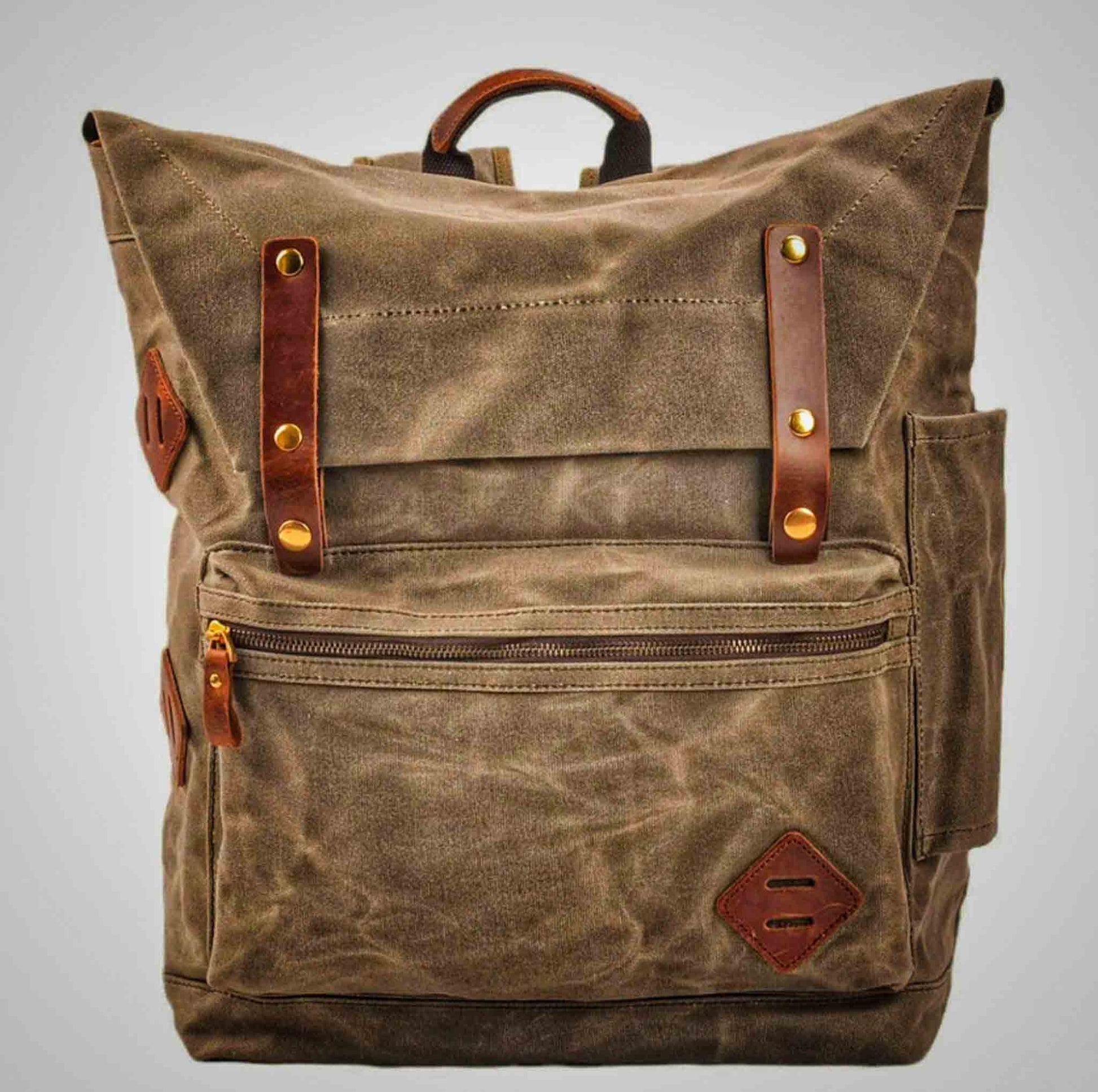 Classic Vintage Canvas Backpack for Hiking & Camping - Army Green Available at 2Fast2See.co