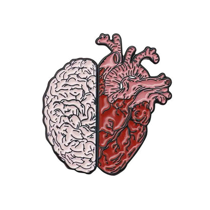 Heart and Brain Enamel Pin - Set Available at 2Fast2See.co