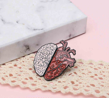 Heart and Brain Enamel Pin - Available at 2Fast2See.co