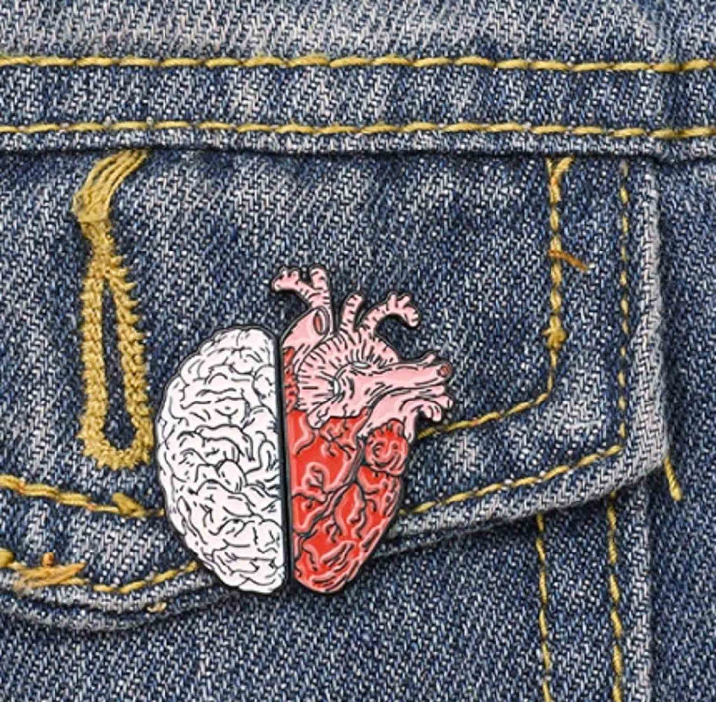 Heart and Brain Enamel Pin - Available at 2Fast2See.co