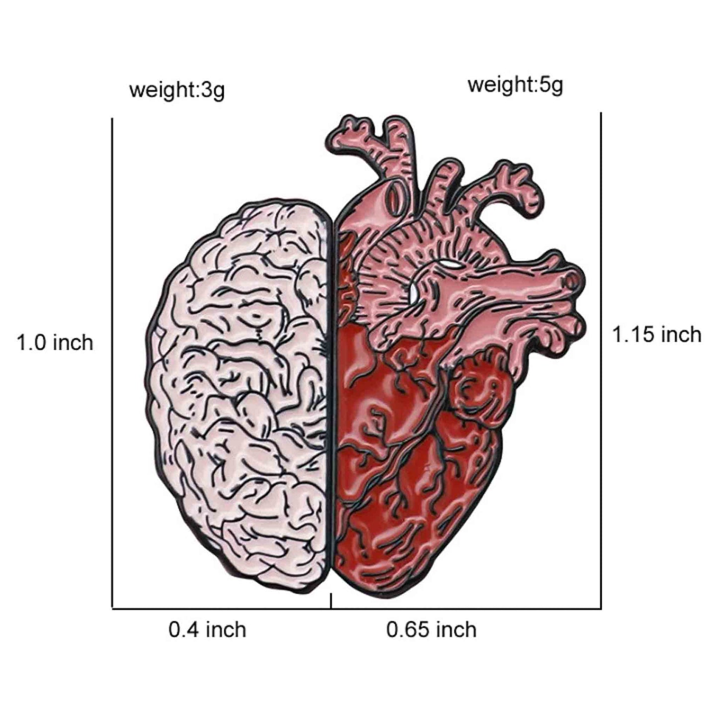 Heart and Brain Enamel Pin - Available at 2Fast2See.co