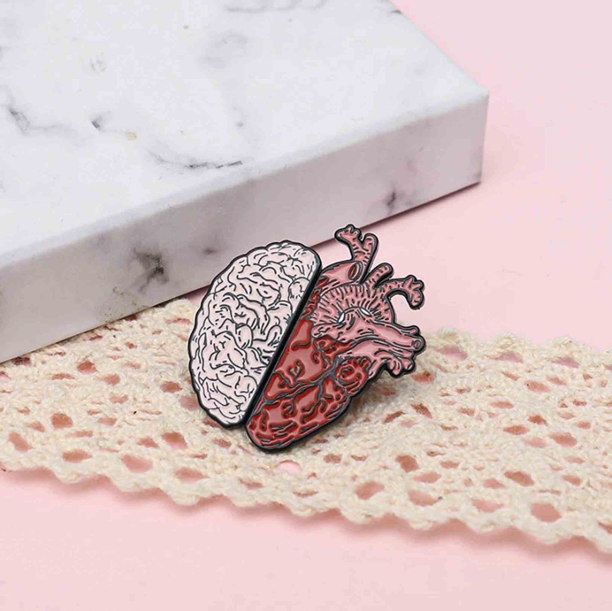 Heart and Brain Enamel Pin - Available at 2Fast2See.co