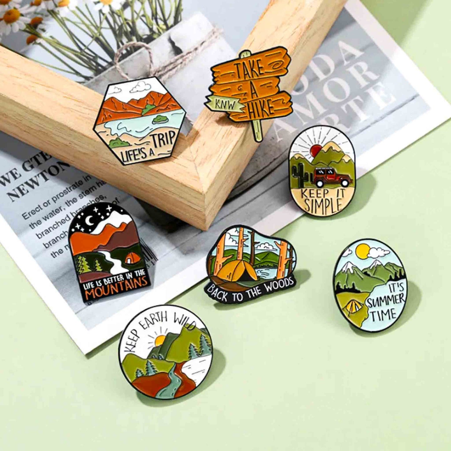 Outdoor Traveling & Mountain Lake Enamel Pins - Available at 2Fast2See.co