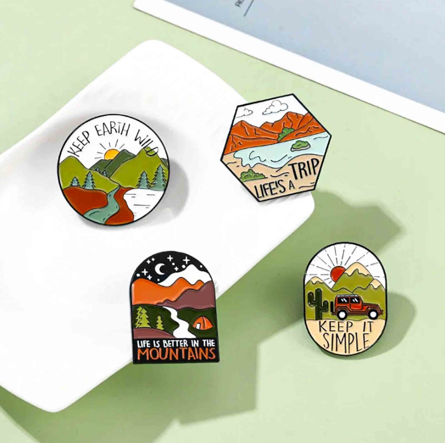 Outdoor Traveling & Mountain Lake Enamel Pins - Available at 2Fast2See.co