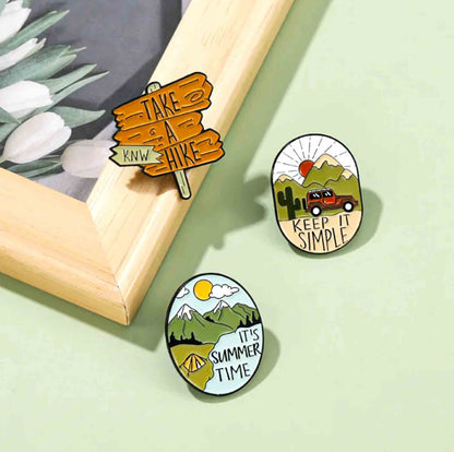 Outdoor Traveling & Mountain Lake Enamel Pins - Available at 2Fast2See.co