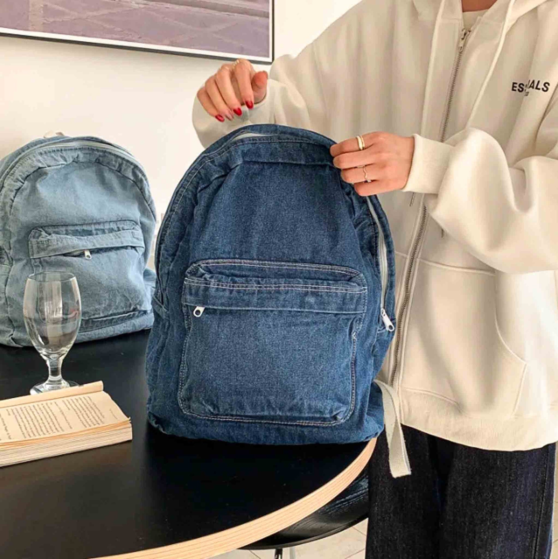 Retro Denim Women's Backpack Casual Travel Backpack - Available at 2Fast2See.co