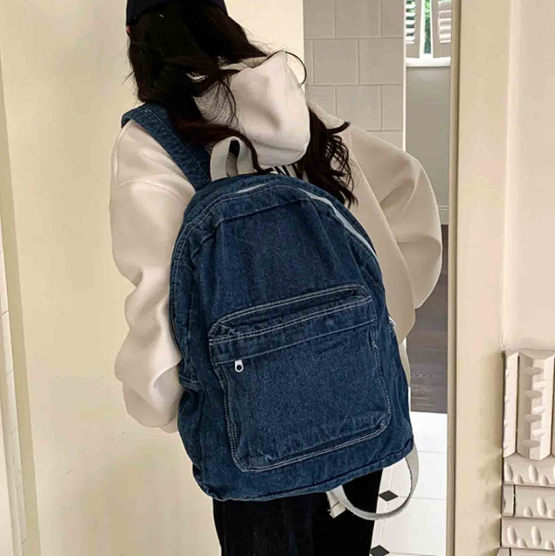 Retro Denim Women's Backpack Casual Travel Backpack - Available at 2Fast2See.co