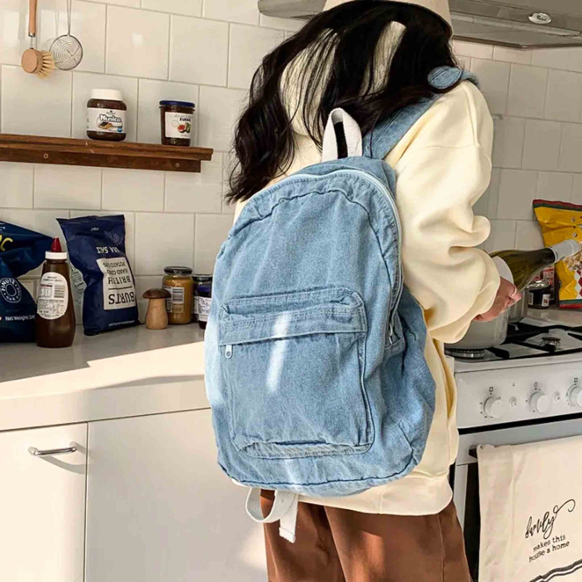 Retro Denim Women's Backpack Casual Travel Backpack - Available at 2Fast2See.co