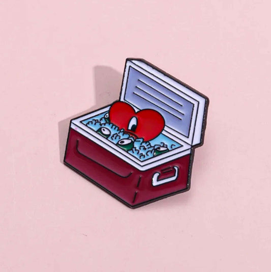 Retro Red Beverage Cooler Enamel Pin - Available at 2Fast2See.co