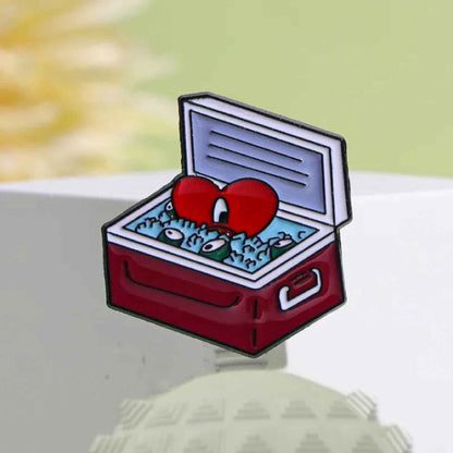 Retro Red Beverage Cooler Enamel Pin - Available at 2Fast2See.co