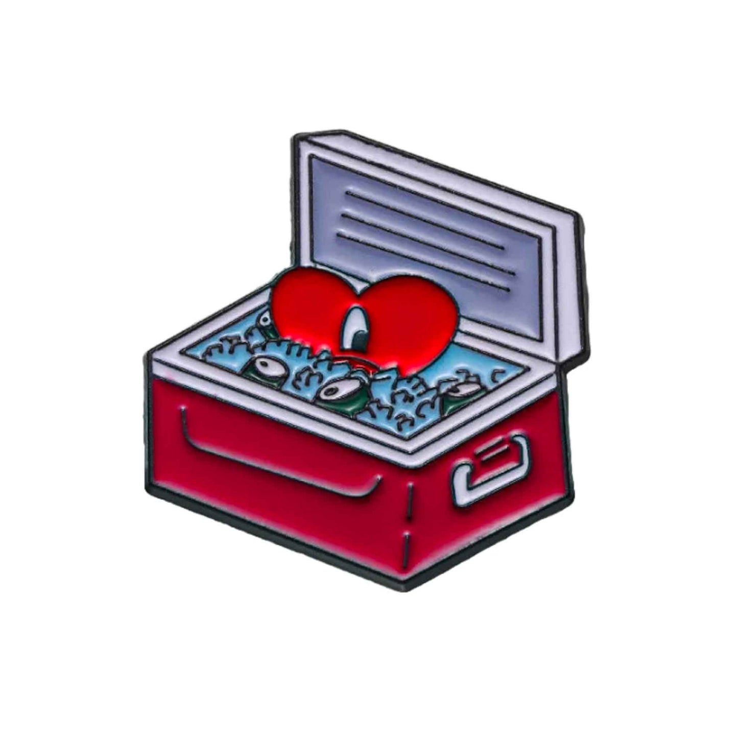 Retro Red Beverage Cooler Enamel Pin - Available at 2Fast2See.co