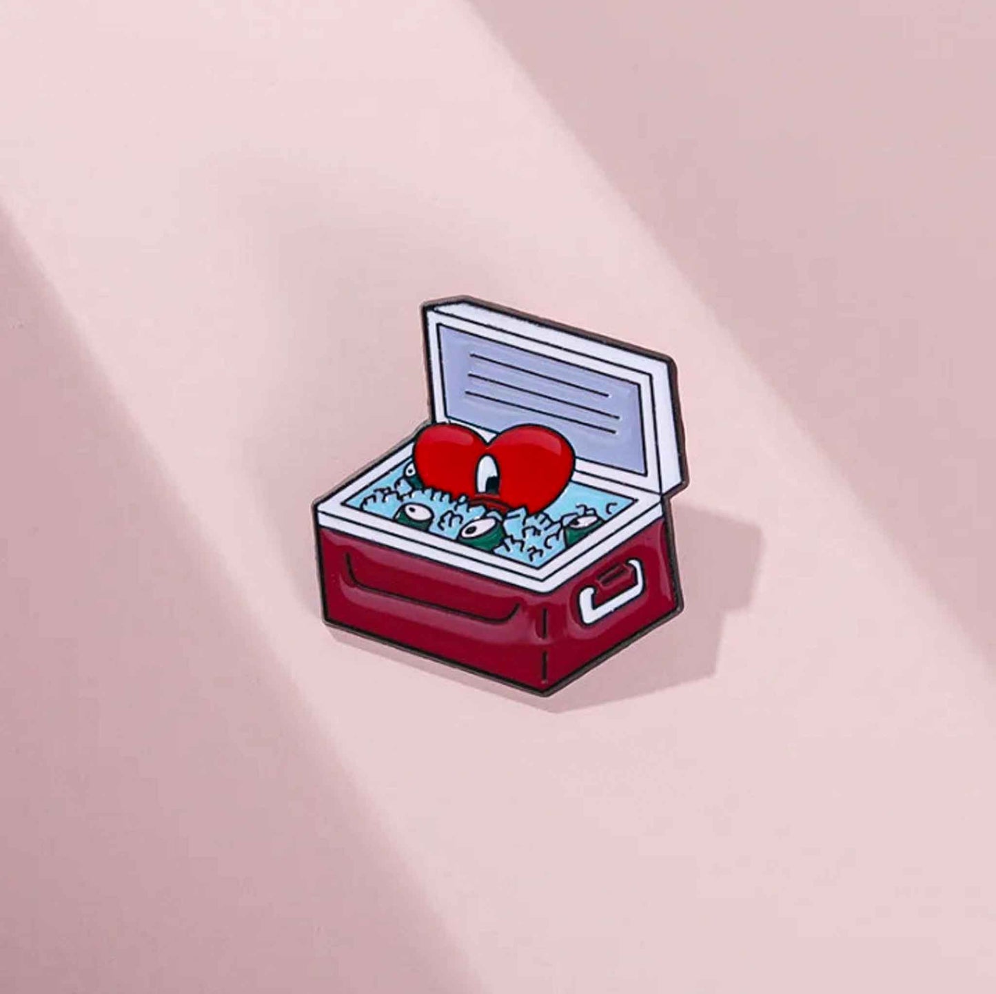 Retro Red Beverage Cooler Enamel Pin - Available at 2Fast2See.co