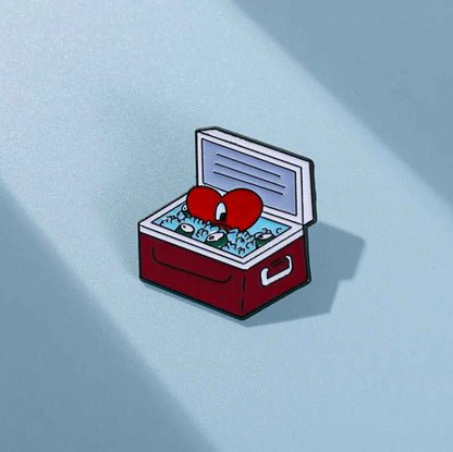 Retro Red Beverage Cooler Enamel Pin - Available at 2Fast2See.co