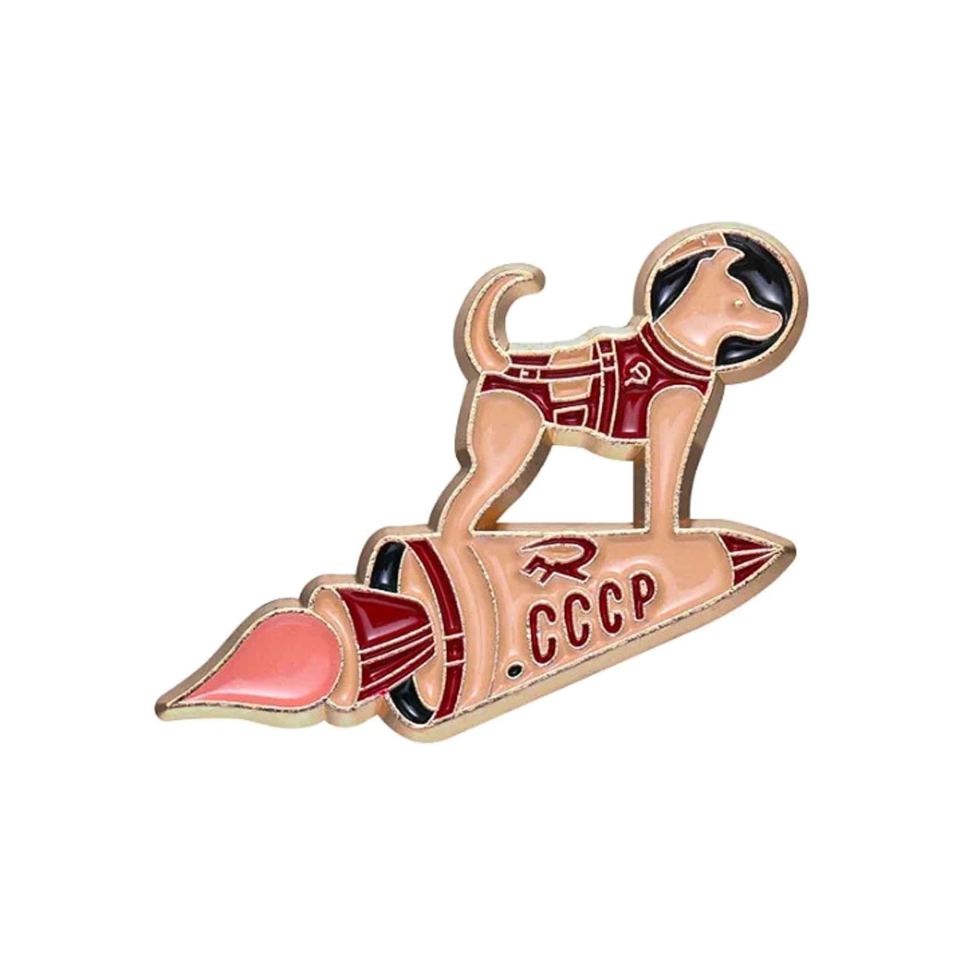 Retro Dog on Rocket Enamel Pin - Available at 2Fast2See.co