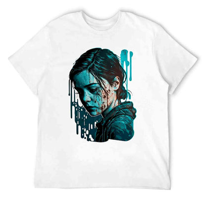 The Last of Us Ellie Artistic Tshirt - White / 3XL Available at 2Fast2See.co