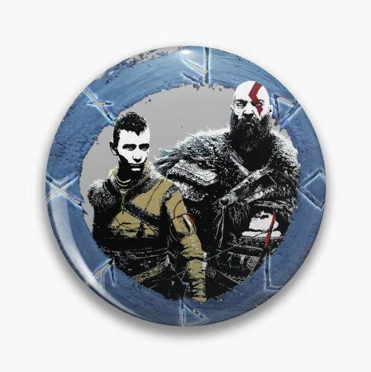 God of War Kratos and Atreus Inspired Round Pin - Available at 2Fast2See.co