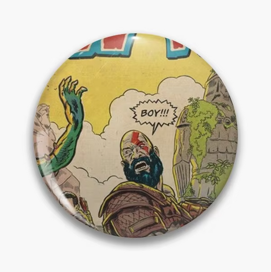 God of War Comic Cartoon Kratos Round Pin - Available at 2Fast2See.co