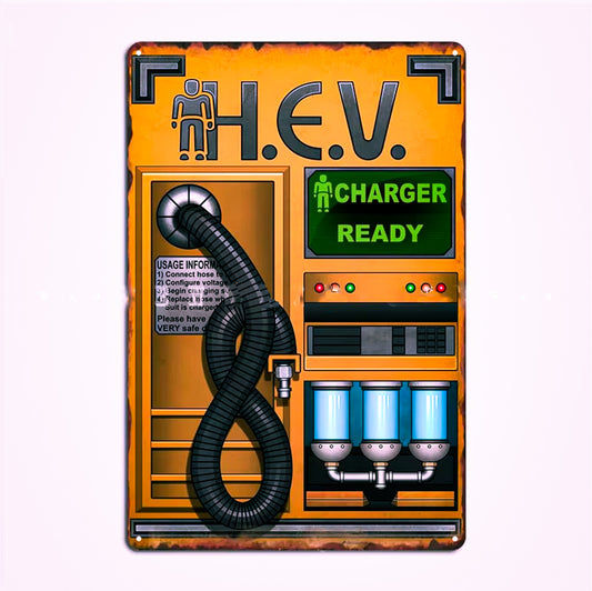 Half Life Hev Charger Metal Sign Home Wall Decor - Apocalyptic Old / 40x30cm Available at 2Fast2See.co