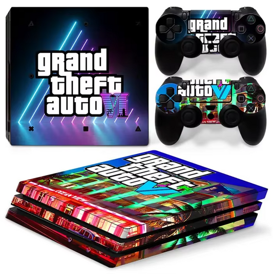 Grand Theft Auto VI GTA 6 Neon Lights PS4 Pro Skin Cover for Console and Controllers