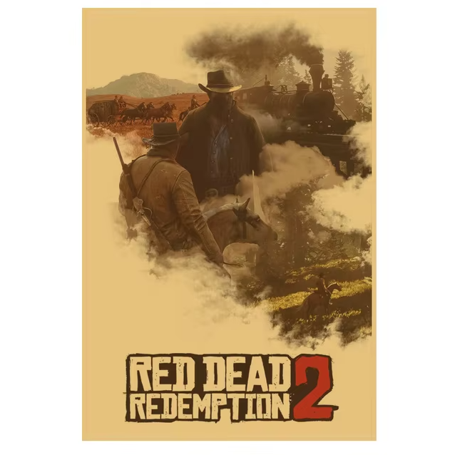 Red Dead Redemption 2 Video Game Cinematic Vintage Poster