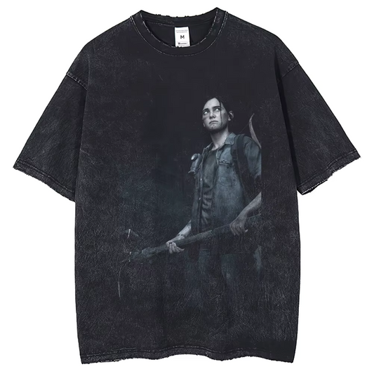 The Last of Us Part II Vintage Black Tshirt Ellie with Sledgehammer