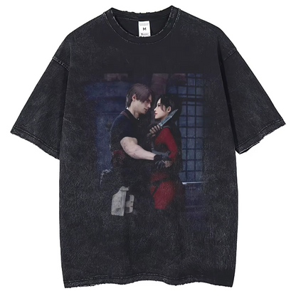 Resident Evil Leon Kennedy and Ada Wong Vintage Tshirt