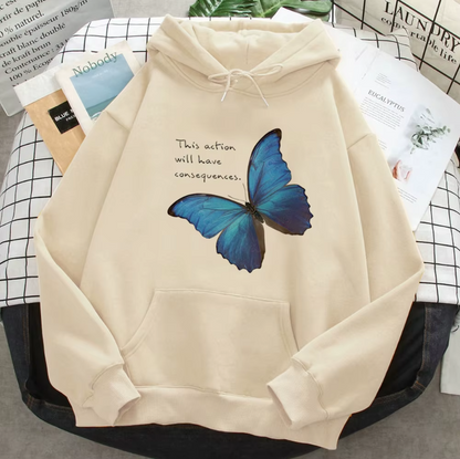 Life Is Strange This Action Will Have Concequences Butterfly Khaki Hoodie