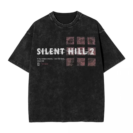 Silent Hill 2 Washed Tshirt Streetwear Cotton Oversized Top