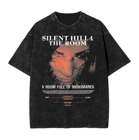 Silent Hill 4 Washed Tshirt Streetwear Cotton Oversized Top