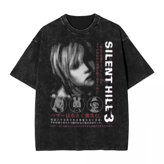 Silent Hill 3 Washed Tshirt Streetwear Cotton Oversized Top