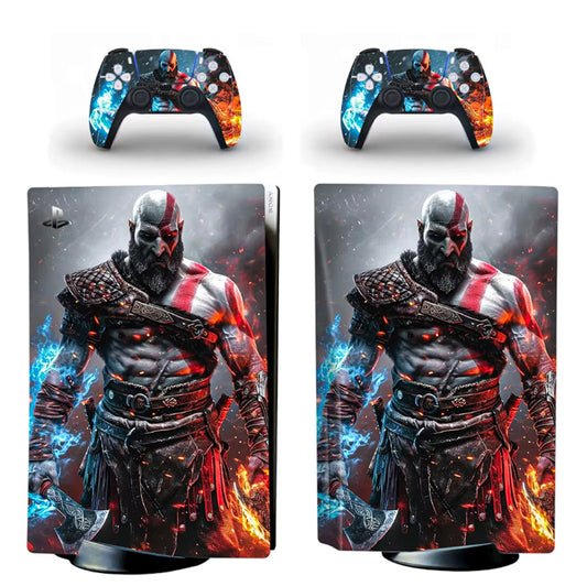 God of War Game Kratos PS5 Digital/Disc Skin Sticker Cover for Console and 2 Controllers - PS5 Disc Available at 2Fast2See.co