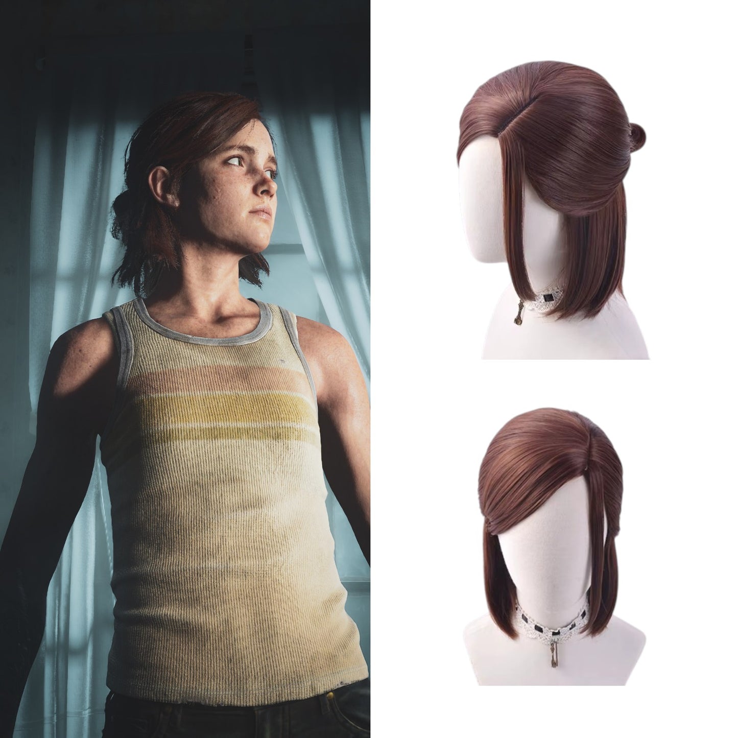 The Last of Us Part II Ellie Williams Cosplay Brown Short Side Parting Wig