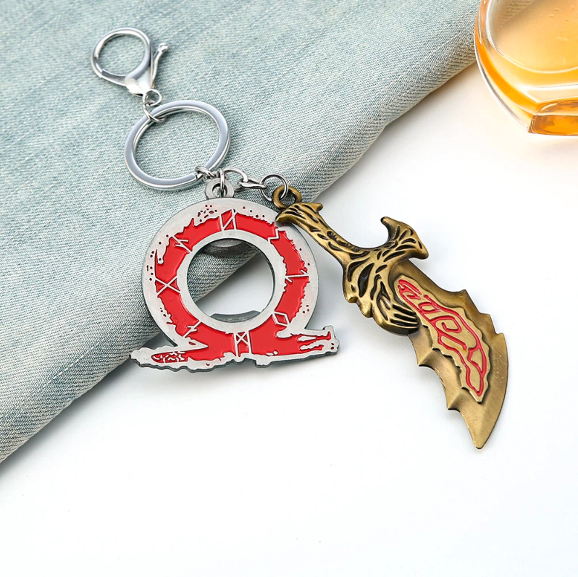 God of War 5 Kratos Blade of Chaos Game Keychain - Blade + Gow Logo Available at 2Fast2See.co