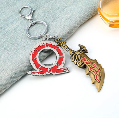 God of War 5 Kratos Blade of Chaos Game Keychain - Blade + Gow Logo Available at 2Fast2See.co
