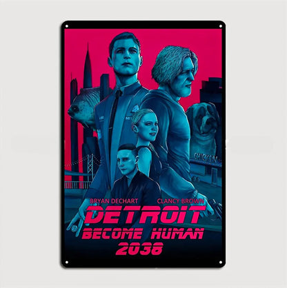 Detroit Become Human 2038 Metal Plaque Poster Wall Decor Sign