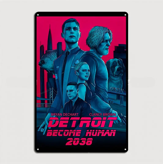 Detroit Become Human 2038 Metal Plaque Poster Wall Decor Sign