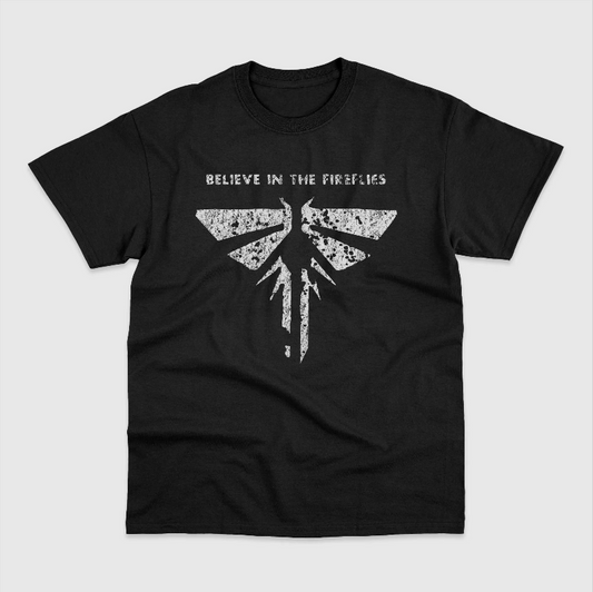 The Last of Us Believe In The Fireflies Gaming Cotton Black T-shirt