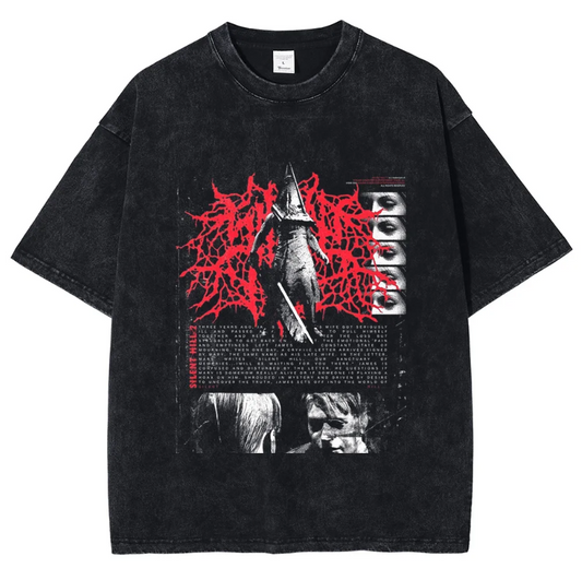 Silent Hill 2 Premium Design Tshirt Vintage Washed Black Tee