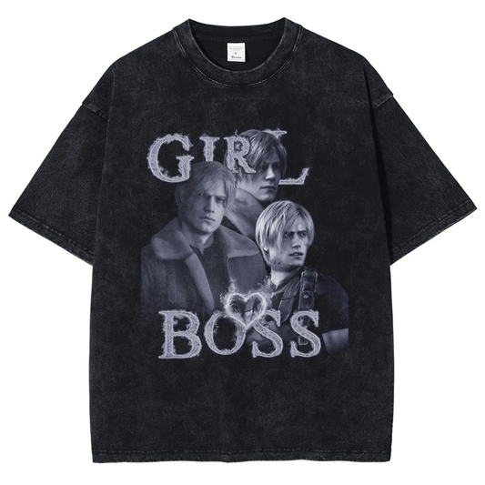 Residen Evil Leon Scott Kennedy Girl Boss Cotton Tshirt