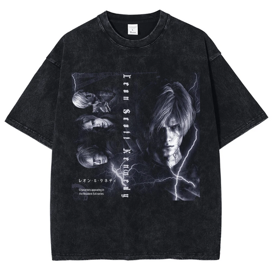 Residen Evil Leon Kennedy Tribute Vintage Cotton Tshirt