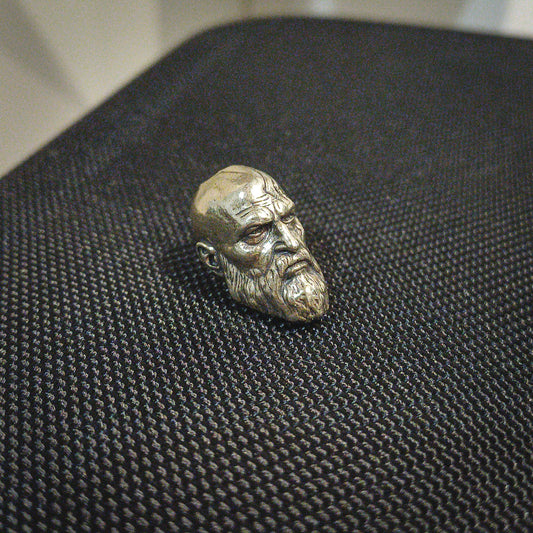 God of War White Brass Kratos Head Charm Accessory