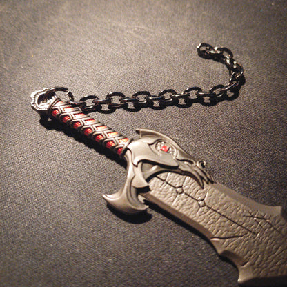 God of War Kratos Metallic Blade of Chaos Keychain With Clasp Black Red