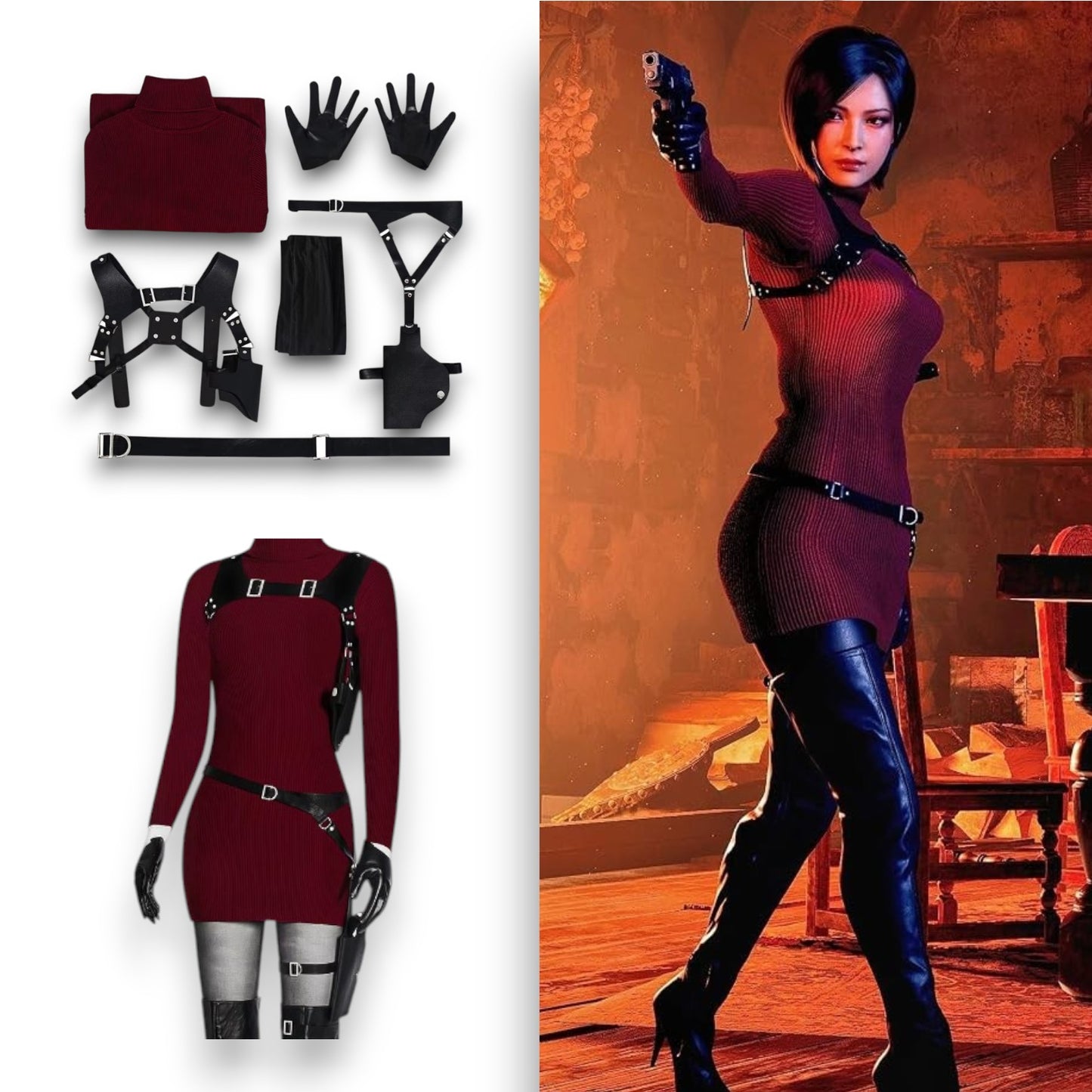 Resident Evil 4 Ada Wong Cosplay Full Set Outfit Cosplay Suit
